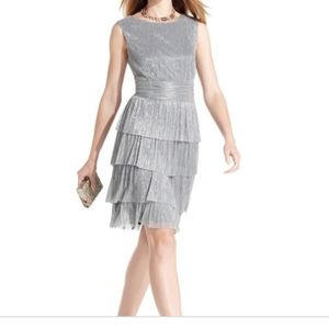 Silver metallic tiered cocktail flapper Retro inspired Cocktail dress